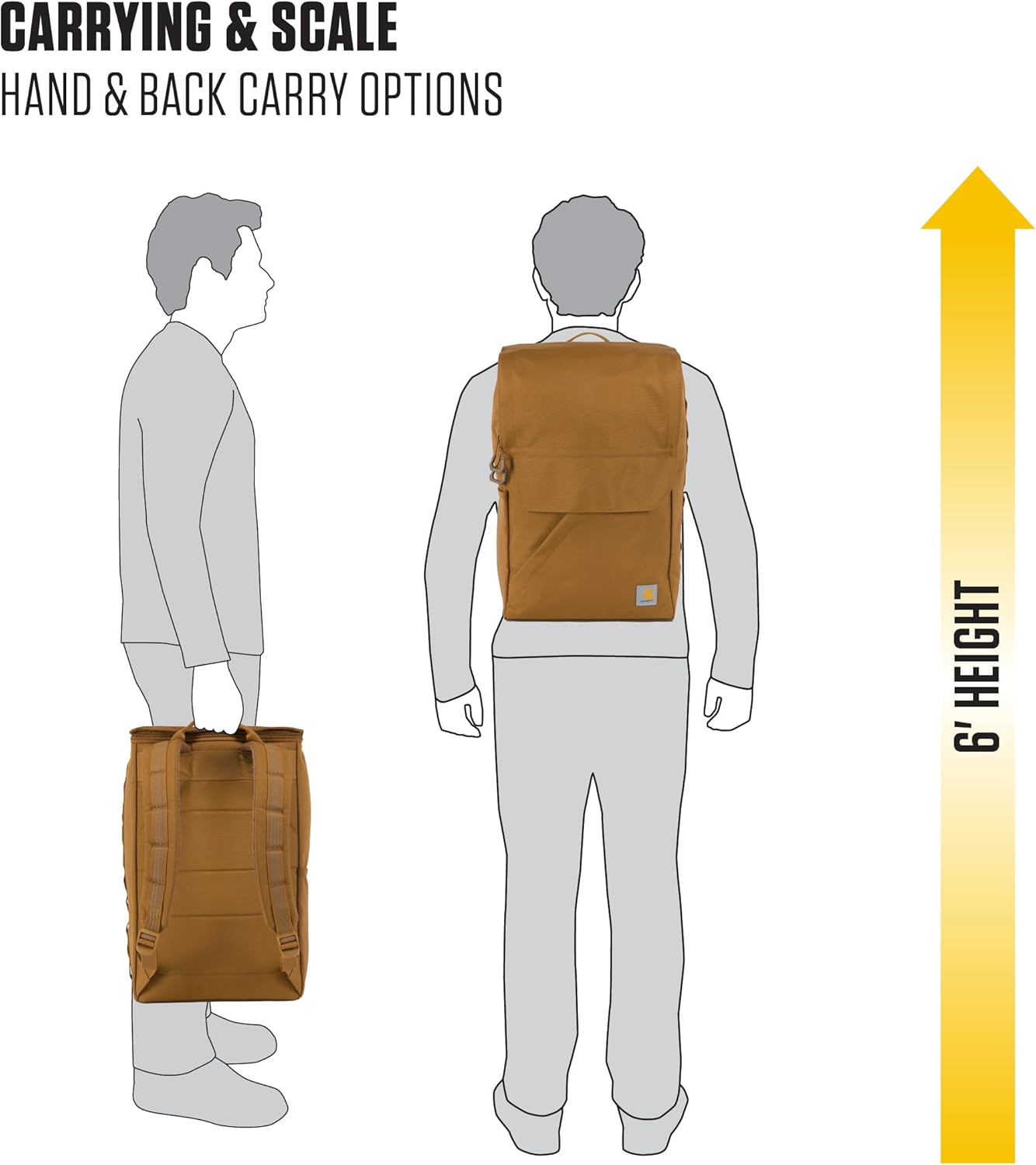 Carhartt 21L Top-Load Backpack, Durable Water Resistant Coated Canvas Base W/ 17" Laptop Sleeve, Carhartt Brown