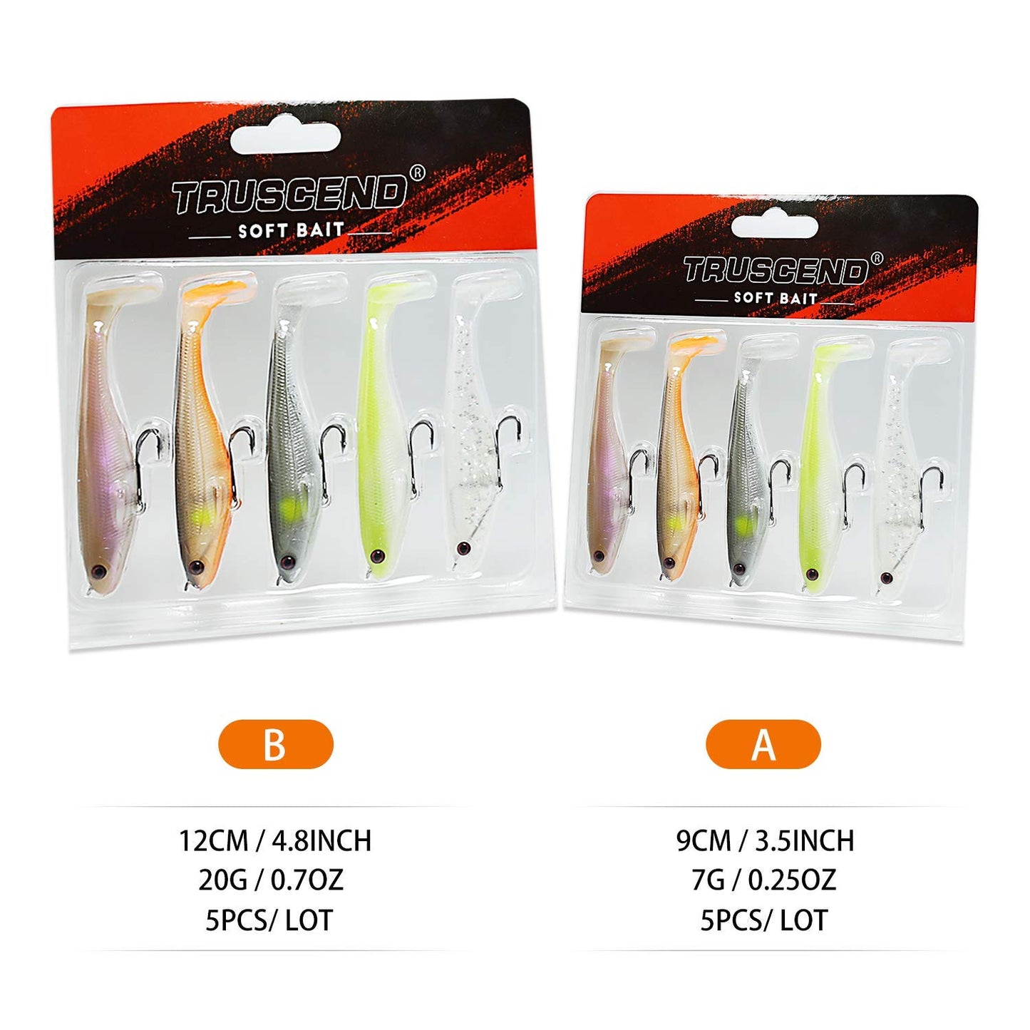 TRUSCEND Easy Catch Pre-Rigged Soft Lures, Vibrating Swim Action, Trembly Sinking Move, Amazing Soft Swimbait for Family Fishing, Well-Made Fishing Lures for Bass Trout Crappie Walleye Pike Redfish