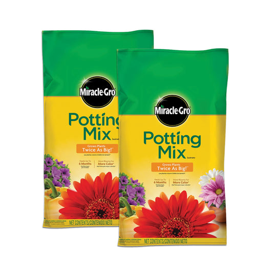 Miracle-Gro Potting Mix, For Container Plants, Flowers, Vegetables, Shrubs, Annuals, Perennials, Feeds up to 6 Months, 8 qt., 2-Pack