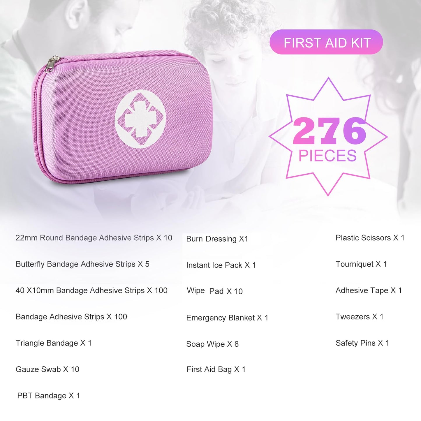 276PCS First Aid Kit Home Car Camping Hiking Emergency Supplies Small Compact Lovely Bag for School Outdoor, Basic Outdoor Essentials Survival Kit for Travel AMORNING