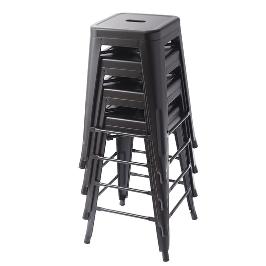 Amazon Basics Metal Bar Stools, 24-Inch Seat Height, Set of 4, Black