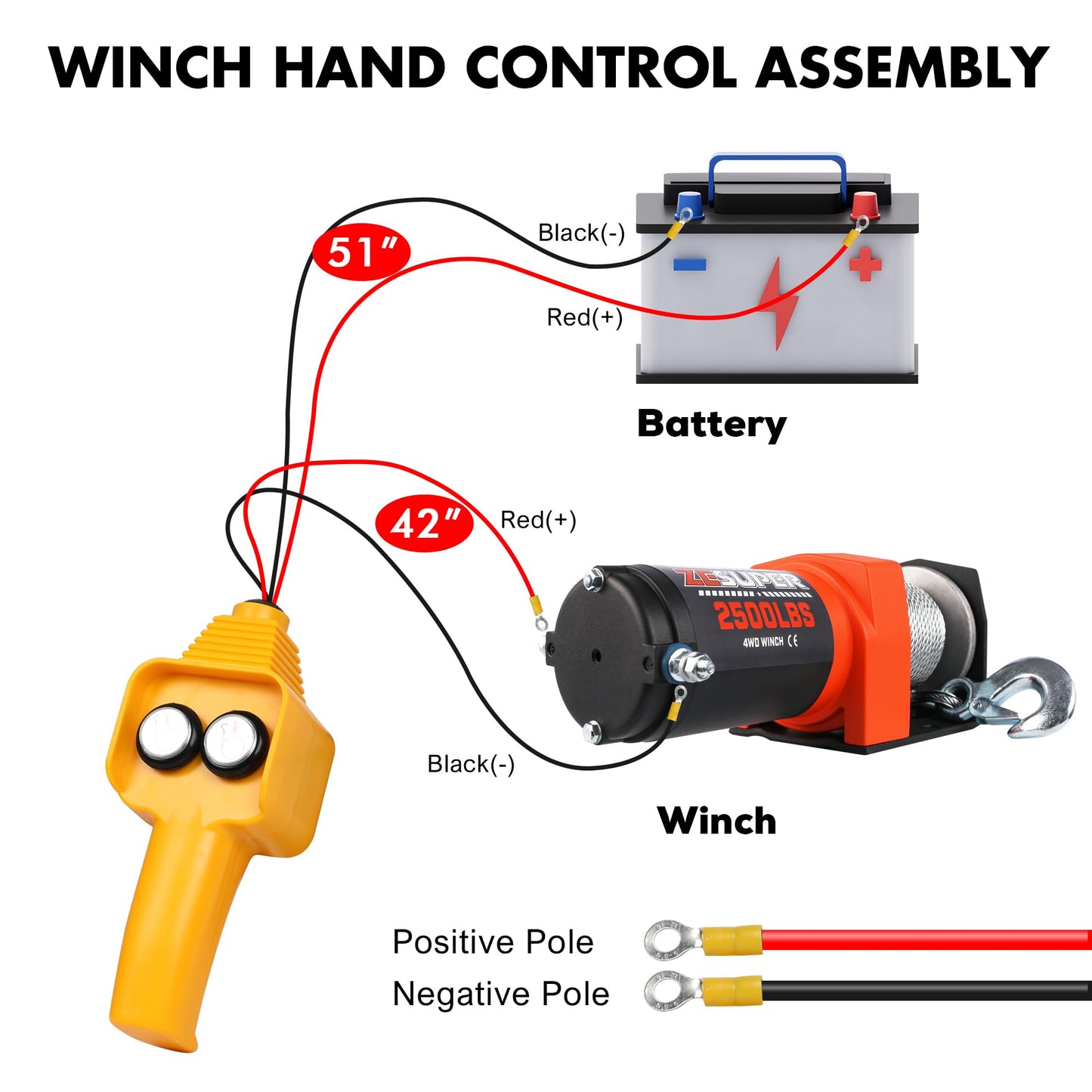 ZESUPER 3000 lb Electric Winch for ATV UTV Trailer Boat Synthetic Rope Winch 12V DC Off Road Towing Winches with Wireless Remote Mounting Bracket