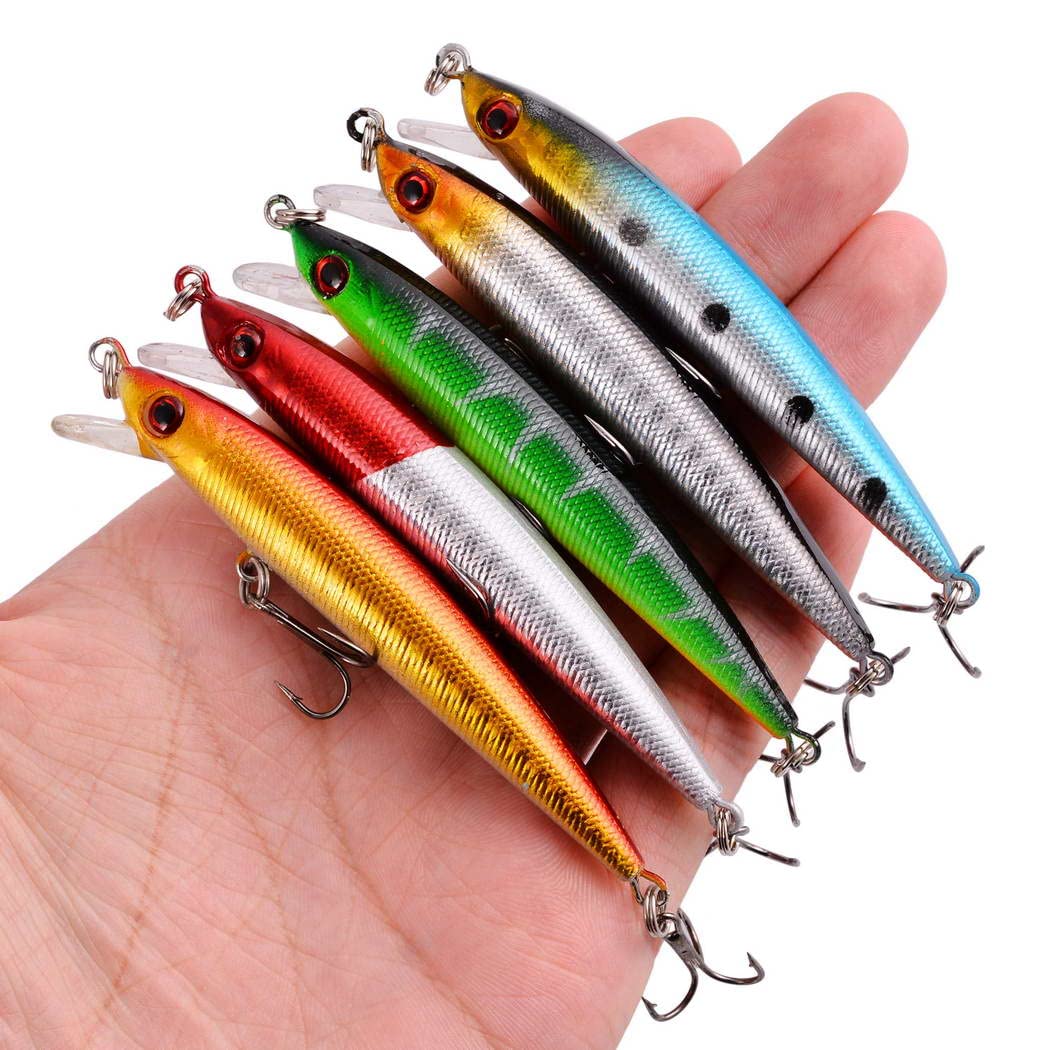 Fishing Lures Kit Mixed Including Minnow Popper Crank Baits with Hooks for Saltwater Freshwater Trout Bass Salmon Fishing