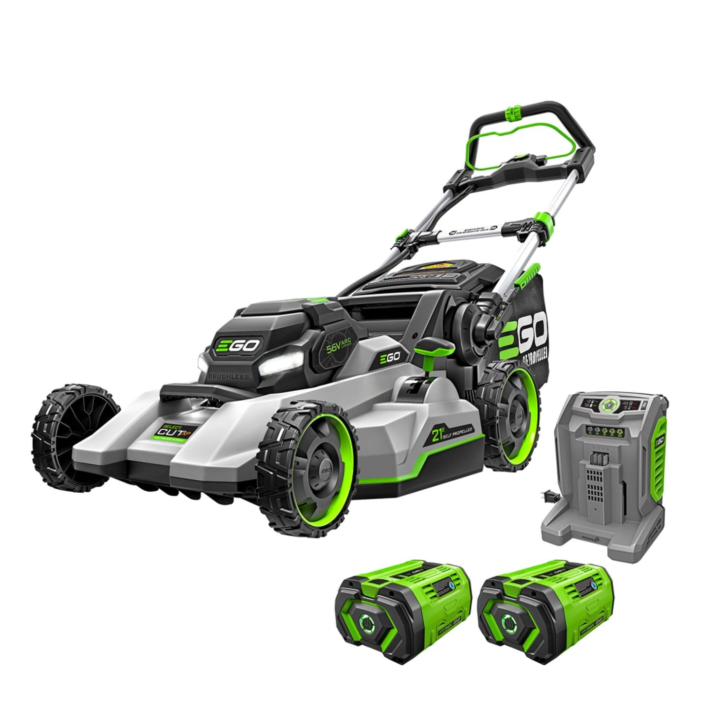 EGO Power+ Electric Lawn Mower, Self-Propelled Cordless with Select Cut, Includes (2) 56V 10.0Ah Batteries and 700W Turbo Charger - LM2156SP-2