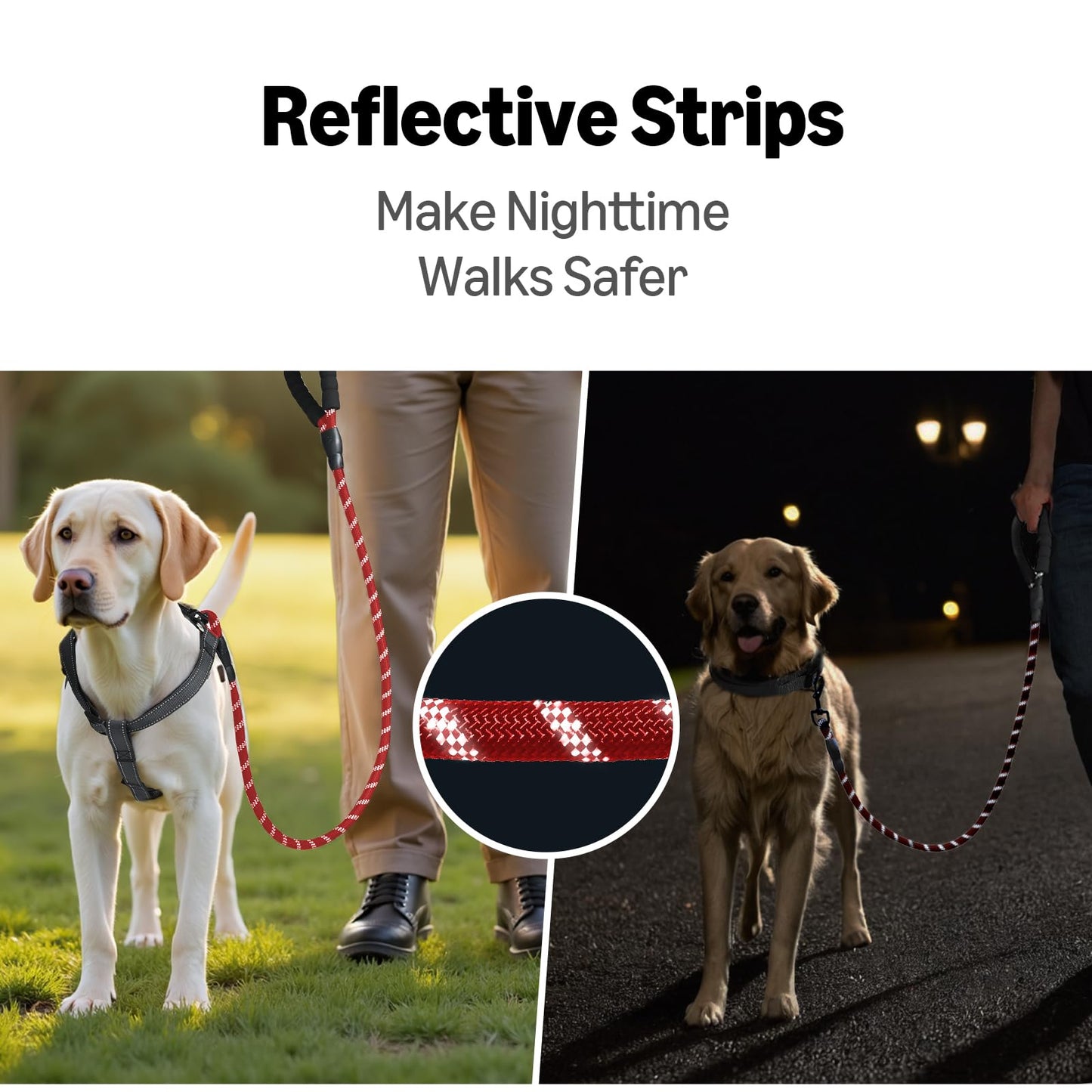 Amazon Basics Round Dog Leash, Heavy Duty, Durable Rope for Small, Medium, and Large Dogs, Lightweight Design for Walking, Training, and Outdoor Activities, Red, 4 Ft