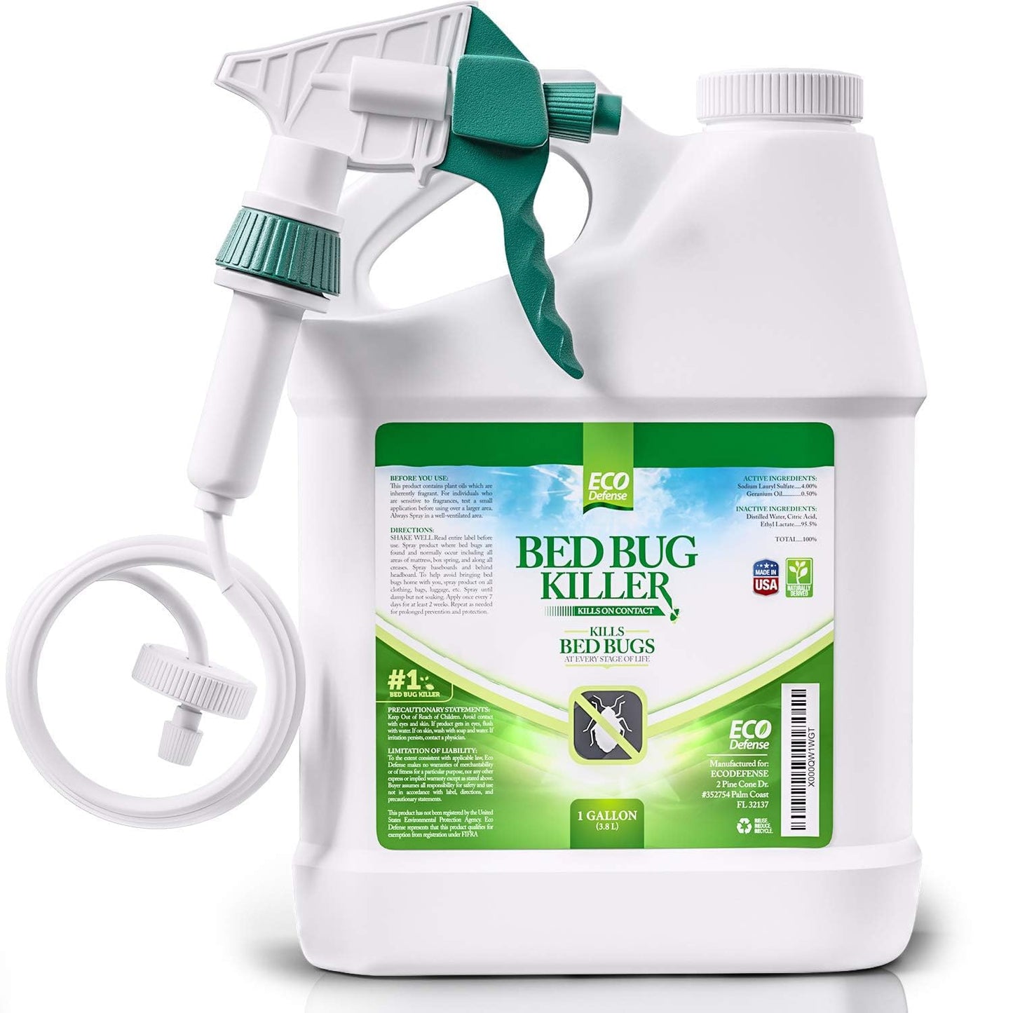 Eco Defense Bed Bug Killer - Bed Bug Spray & Dust Mite Spray - Natural Treatment - 16 oz