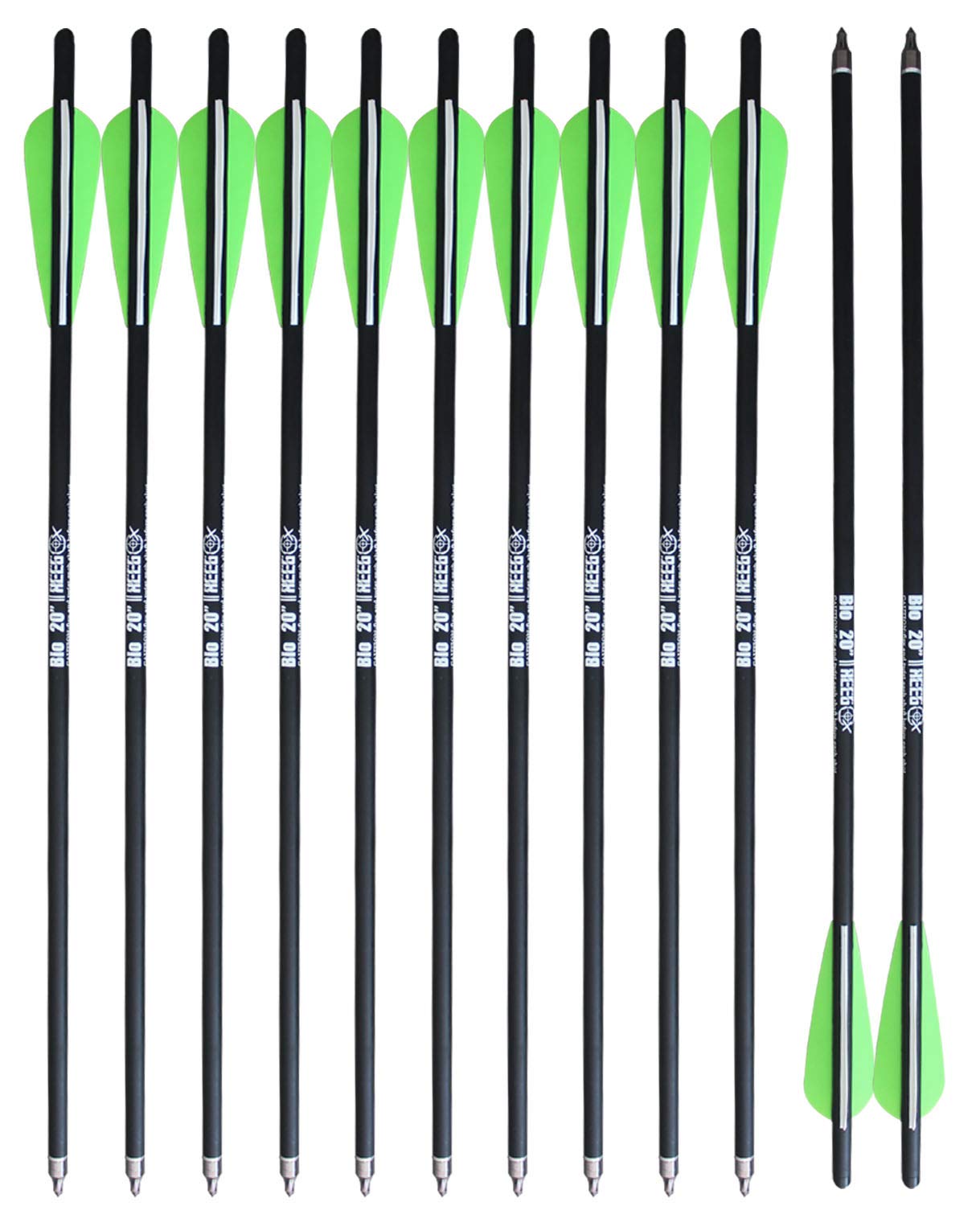 REEGOX Crossbow Bolts 16/18/20 inch Bio Crossbow Arrows with Moon Nocks and Removable Tips (Pack of 12)