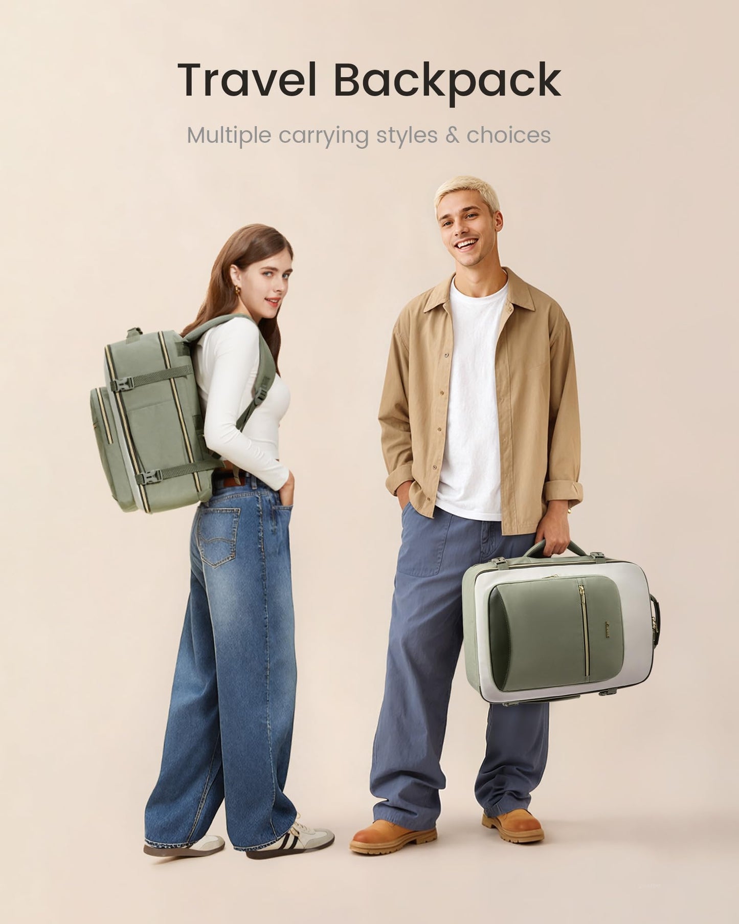 LOVEVOOK 40L Travel Backpack for Women & Men, Airline Approved Carry On Luggage with 3 Packing Cubes, TSA Overnight Bags, Waterproof Personal Item Bag, Weekender Essentials Backpacks fits 17" Laptop