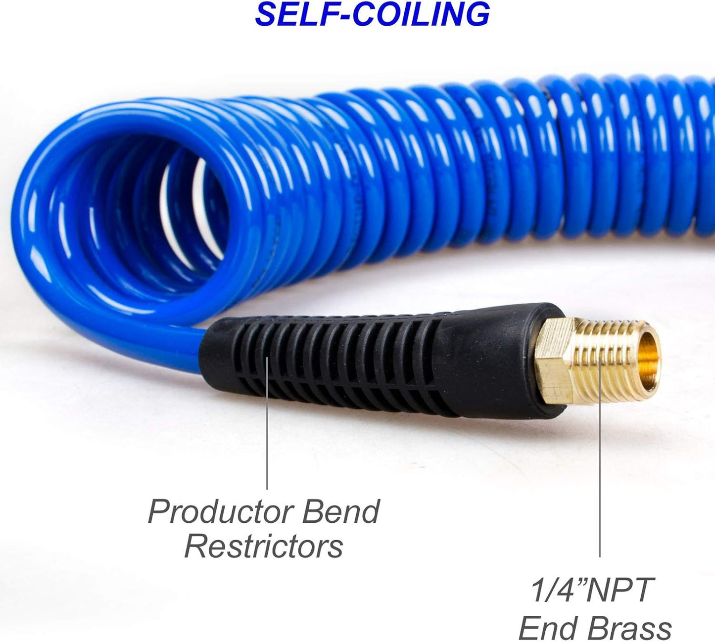 18 Pieces Air Compressor Accessories kit, 1/4 inch x 25 ft Recoil Poly Air Compressor Hose Kit, 1/4" NPT Quick Connect Air Fittings, 100 PSI Tire Inflator Gauge, Heavy Duty Blow Gun