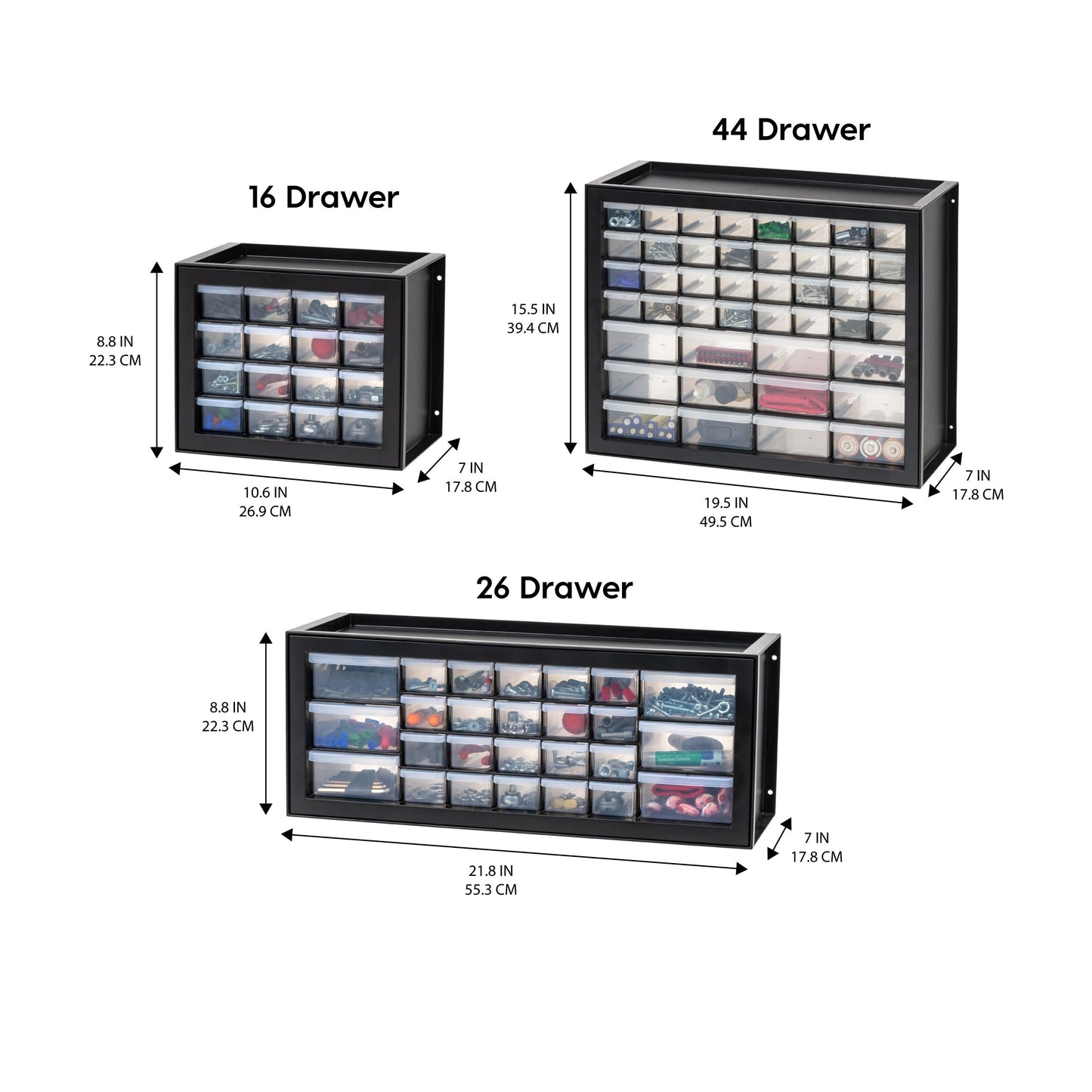 IRIS USA Screw Tool Organizer Small Parts Cabinet Chest, 44-Drawer Hardware Electronics Nuts Bolts Storage Drawers Organization Toolbox Garage Craft Business Teacher Beads Scrapbook Art Hobby - Black