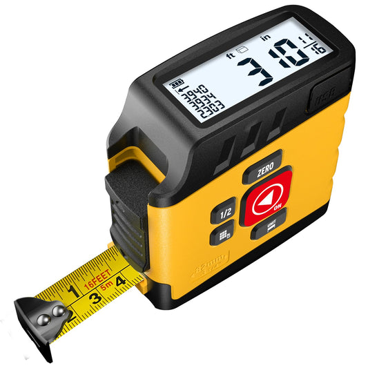 Digital Tape Measure 2 in 1, 16FT with Display, Smart Tape Measure, Area Volume Measuring Pythagorean Mode, Waterproof and Rechargeable,1/2 Self Centering, 20 Groups Historical Memory