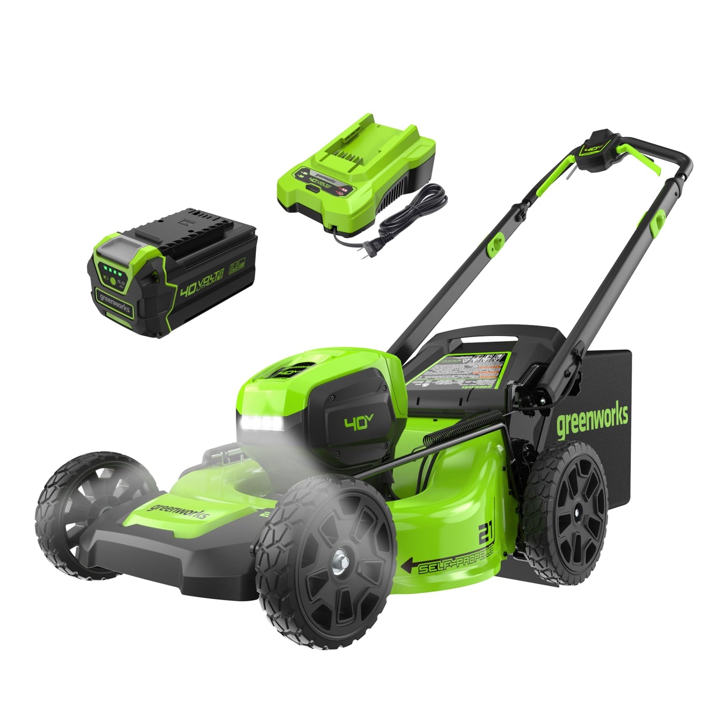 Greenworks 40V 16" Cordless Lawn Mower, Ultra-Light Push Mower with 4.0Ah Battery & Charger(75+ Tool Compatibility, 45Min Runtime)