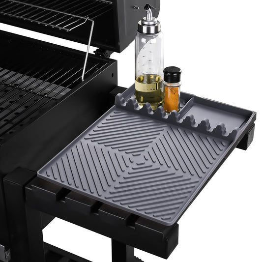Griddle Mat Barbeque Grill Accessories Tools for Blackstone, Side Shelf Mat Grill Pad for Outdoor Grill Kitchen Counter Spatula Silicone Mat with Drip Pad for Kitchen, Cooking, Countertop (Orange)