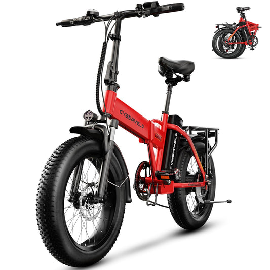 1000W Folding Electric Bike for Adults, 48V/20AH Foldable E-Bike with Long-Range Removable Battery, 30+MPH, 80 Miles Max Range, 20" Fat Tire – Ebike for Commuting and City Travel-Upgrade Motor red