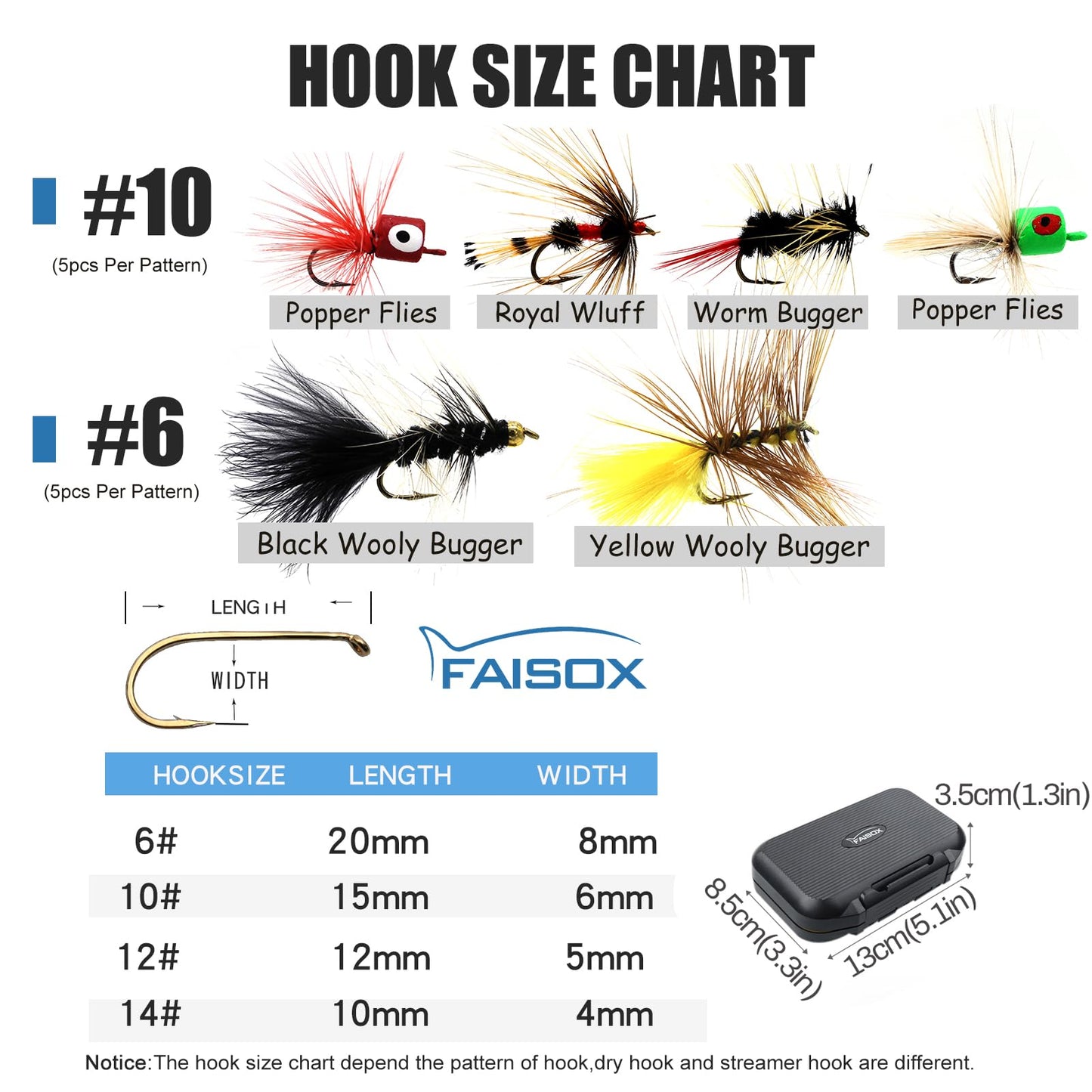 Fly Fishing Flies Assortment Kit Dry Wet Nyphms Tenkara Popper Streamer Woolly Bugger for Trout Bass Salmon Steelhead with Fly Box