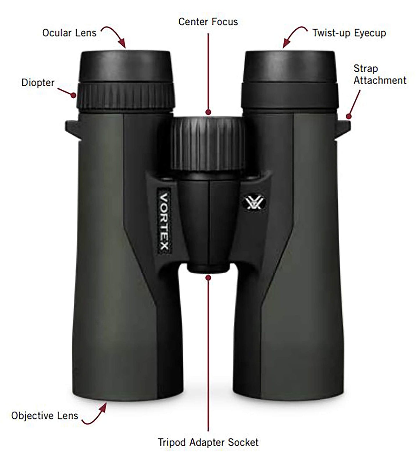 Vortex Optics Crossfire HD 12x50 Binoculars - HD Optical System, Tripod Adaptable, Rubber Armor, Waterproof, Fogproof, Shockproof, Included GlassPak - Unlimited, Unconditional Warranty