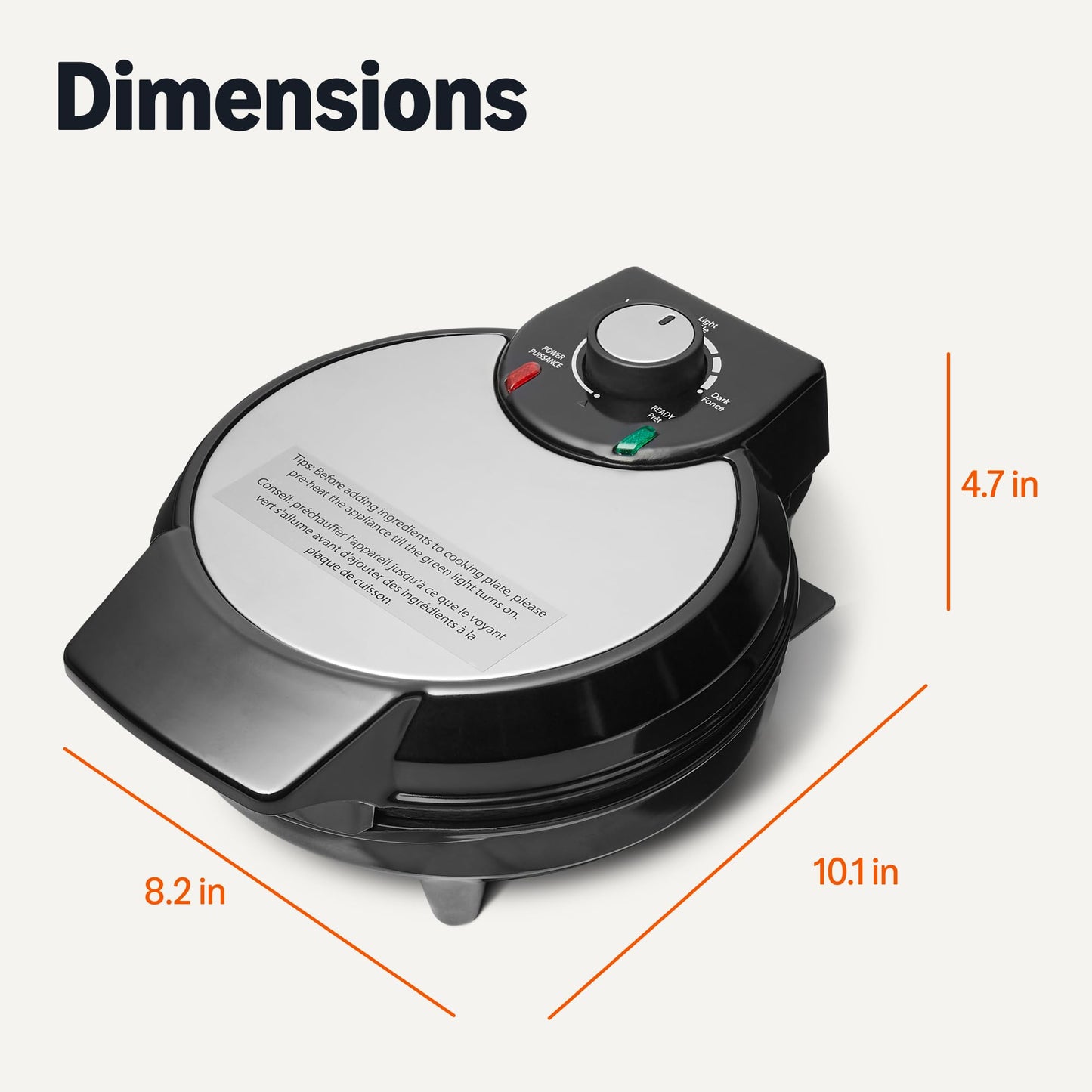 Amazon Basics Belgian Waffle Maker with 8-inch Round Ceramic Non-Stick Plate, Browning Control, Black