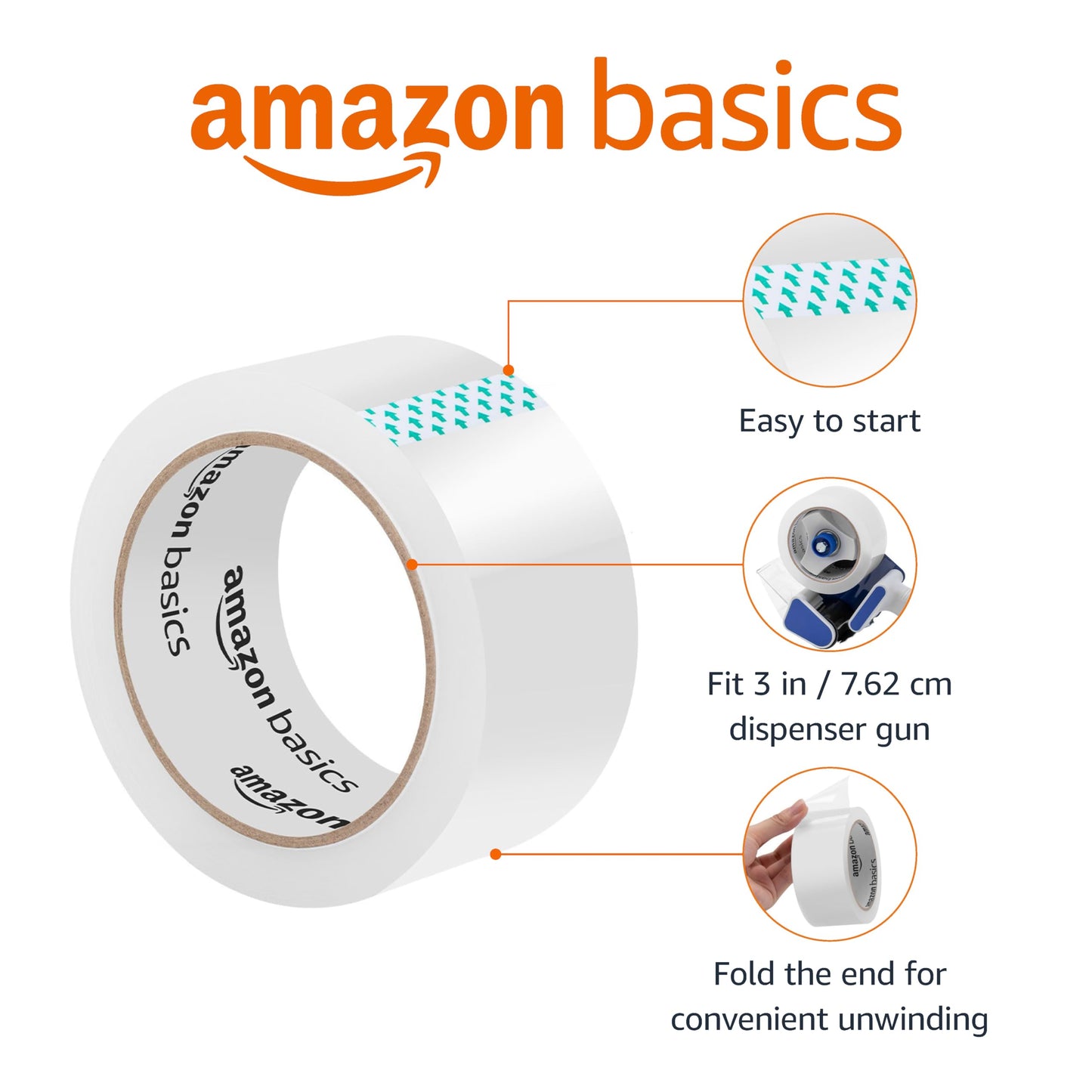 Amazon Basics Strong Plastic Adhesive Packaging Tape for Shipping, Moving and Storage, Clear, Low Odor, 1.88 in x 54.6 yds, 12-Pack