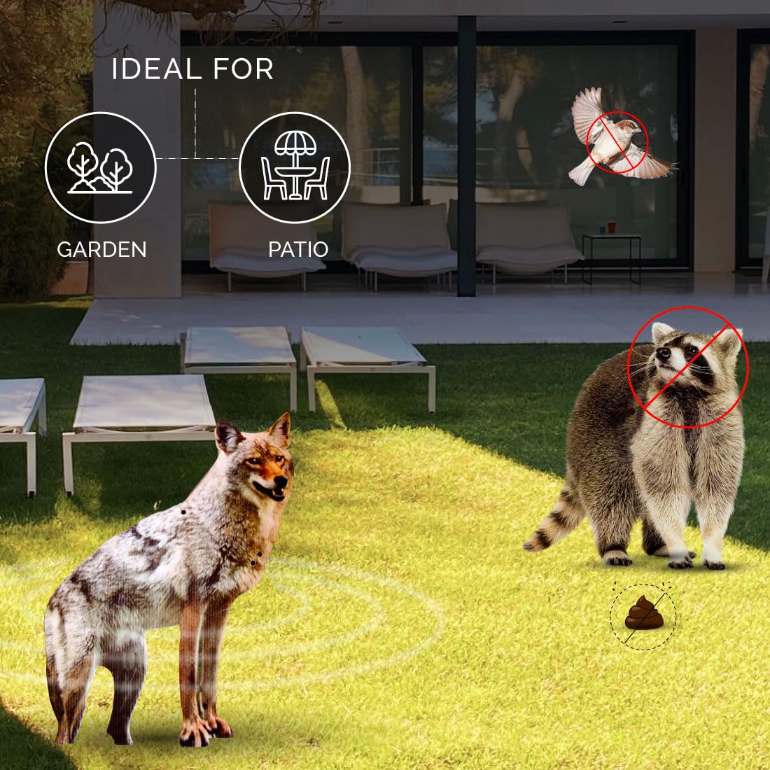 Bird-X 2D Hunting Coyote Predator Decoy - Targets Canada Geese, Deer and Rabbits Deterrent, Yard Ornament