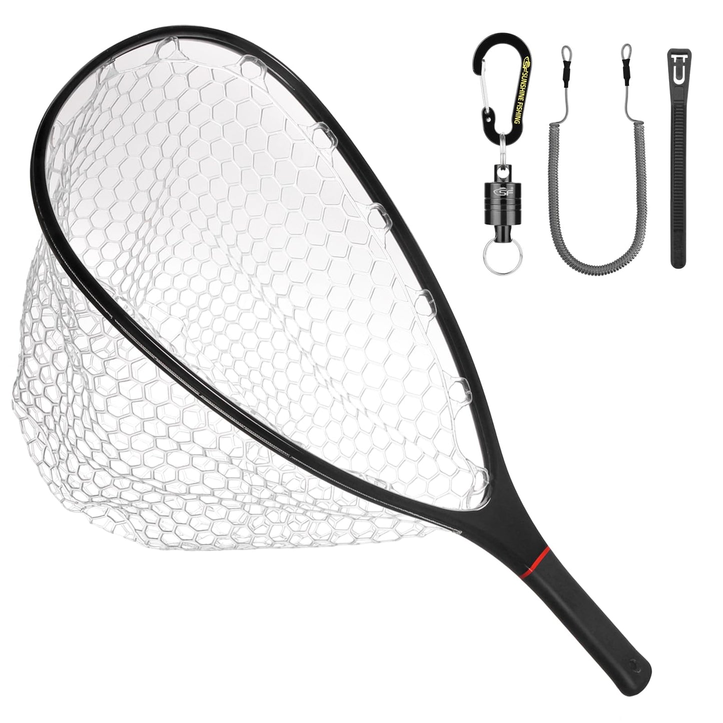 SF Fly Fishing Landing Net Soft Rubber Mesh Trout Net Catch and Release Net