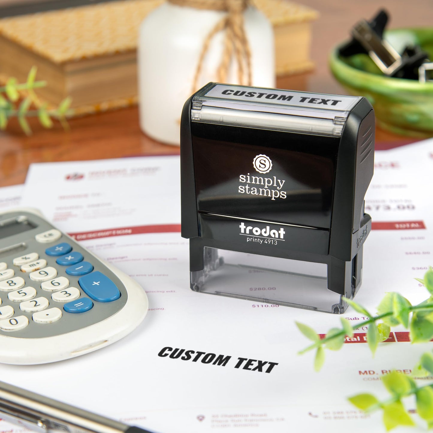 Custom Text Office Stamp | 4 Different Sizes | 20 Designs | Multiple Color Options | Up to 3 Lines of Text | Perfect for Quick Validation of Office Documents (Custom Text, Large)
