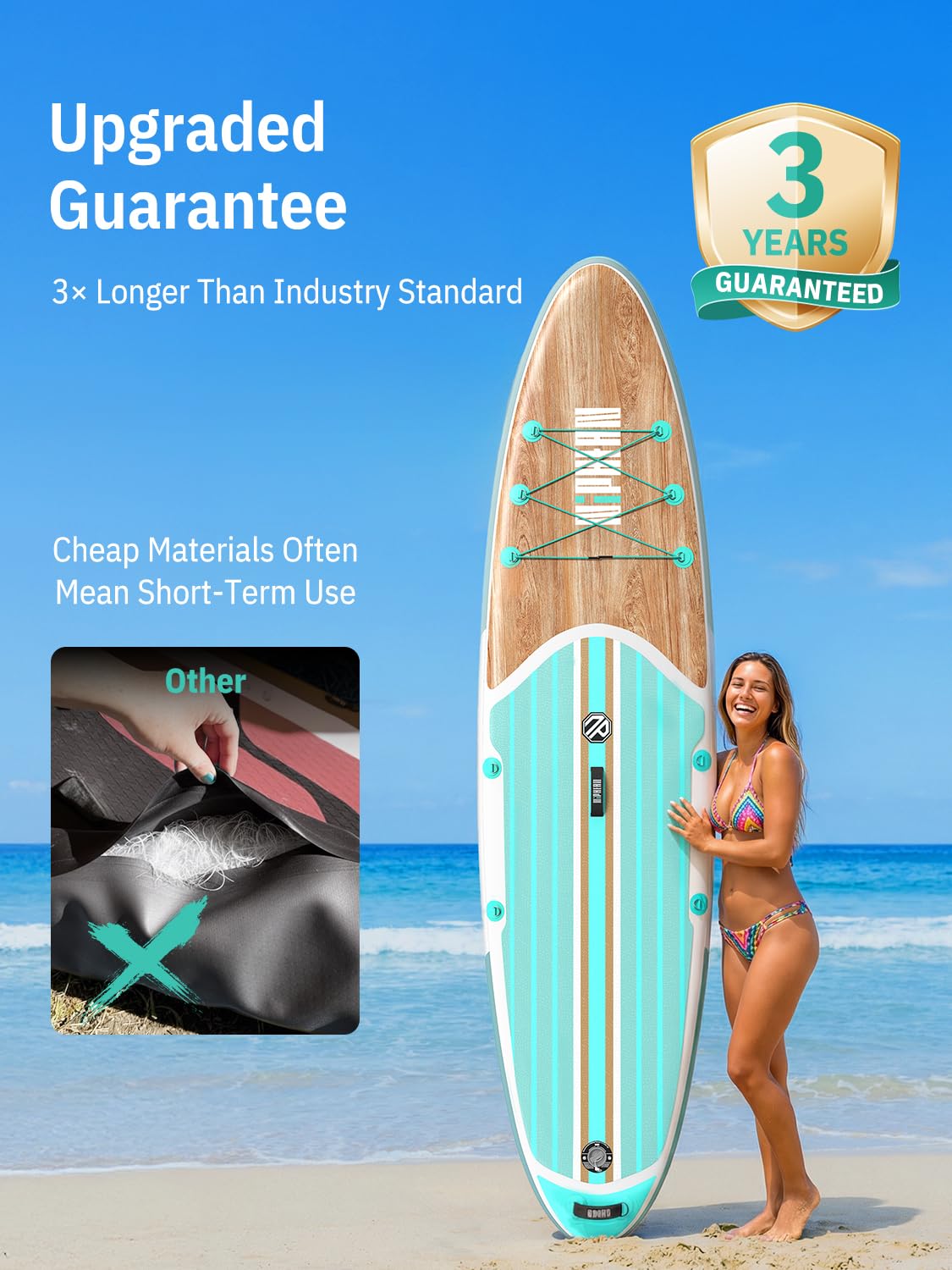 Niphean Inflatable Stand Up Paddle Board with Stabiltrac Fin Design and SUP Accessories, Anti-Slip EVA Deck, 10’6’’ Inflatable Paddle Boards for Adults & Youth of All Skill Levels