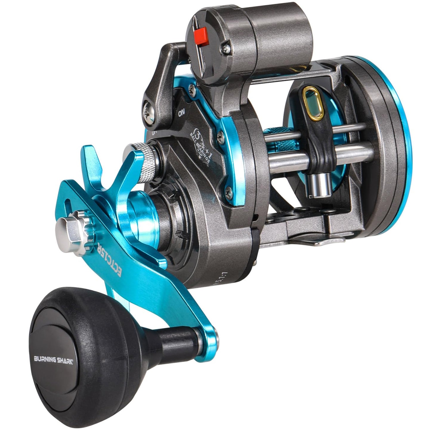Baitcasting Fishing Reel, Smooth Powerful Round Baitcaster Reel, Saltwater Inshore Surf Trolling Reel, Conventional Reel for Catfish, Musky, Bass, Pike
