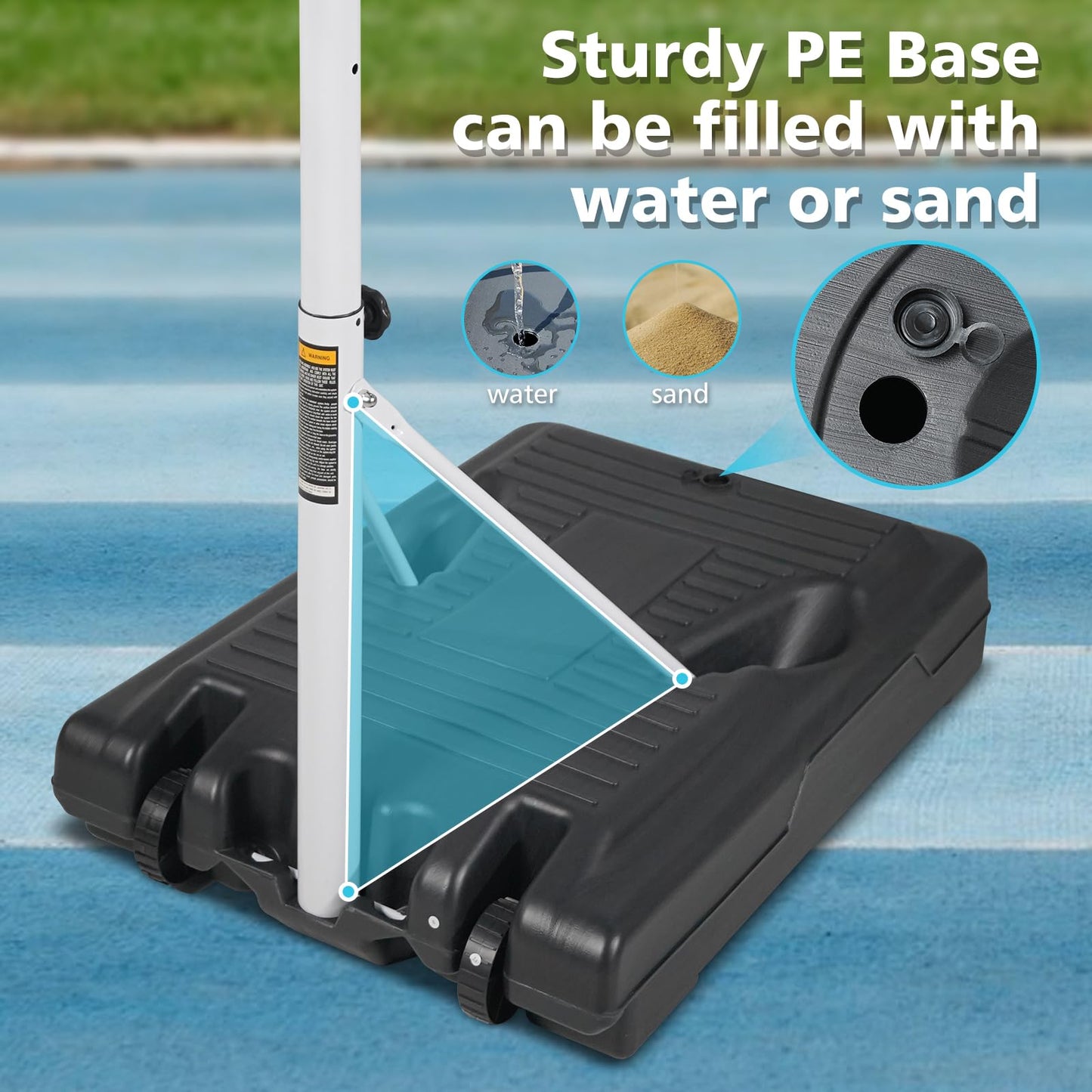 SculPong Swimming Pool Basketball Hoop Portable Water Basketball Goal Poolside Height Adjustable Beach Basketball Stand for Pool with Base and 35" Backboard for Indoor Outdoor Games 3.1-4.7 FT Blue