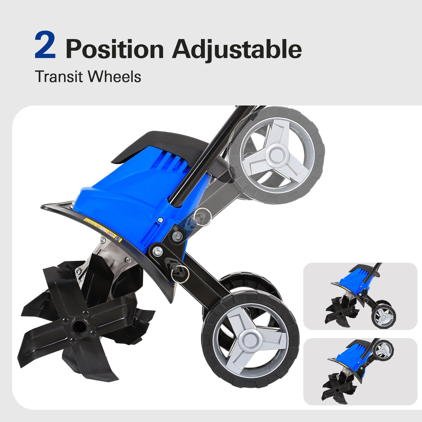 BILT HARD Tiller Cultivator 16 inch, 13.5 Amp 6 Steel Tines Tillers for Gardening Foldable, Electric Garden Rototiller with Adjustable Wheels