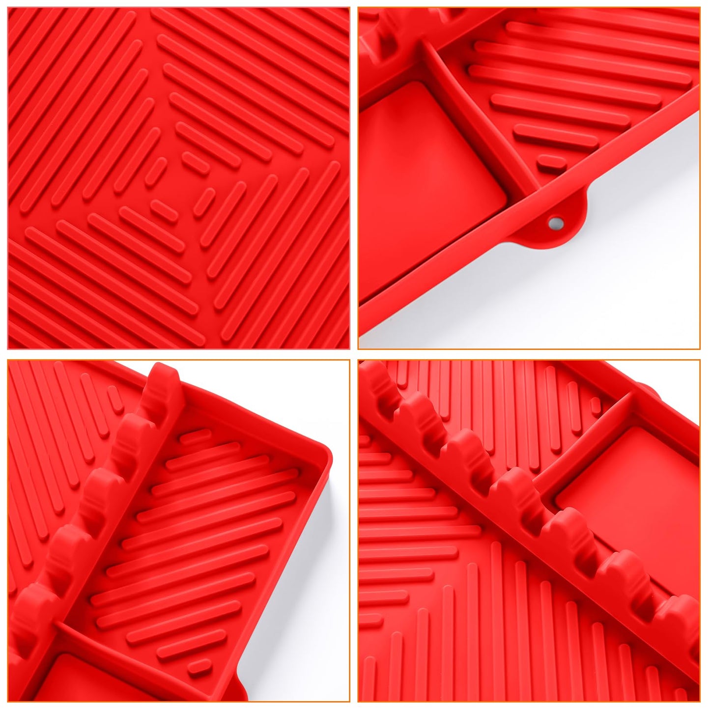 Griddle Mat Barbeque Grill Accessories Tools for Blackstone, Side Shelf Mat Grill Pad for Outdoor Grill Kitchen Counter Spatula Silicone Mat with Drip Pad for Kitchen, Cooking, Countertop (Orange)