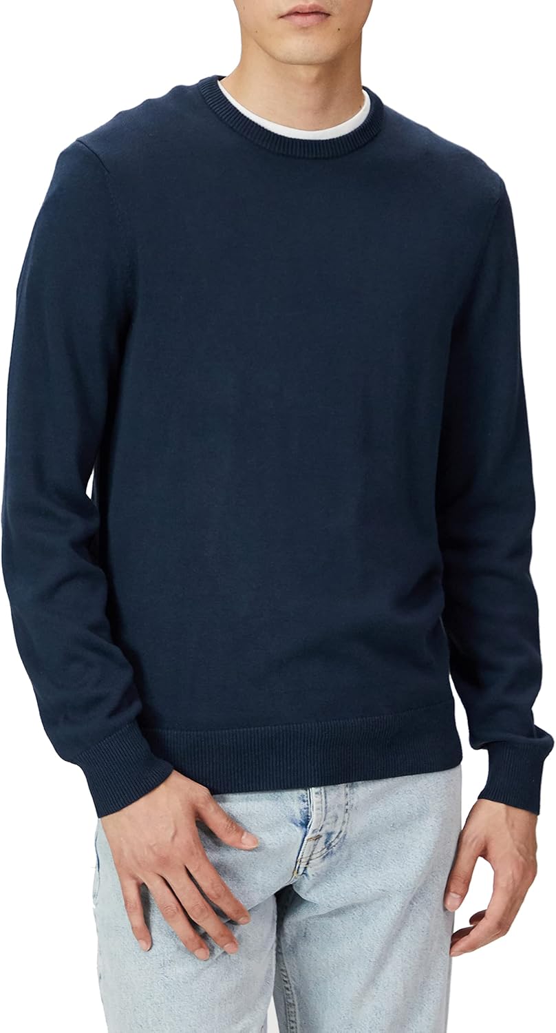 Amazon Essentials Men's Long-Sleeve Crewneck Sweater, 100% Cotton, Big & Tall Options Available