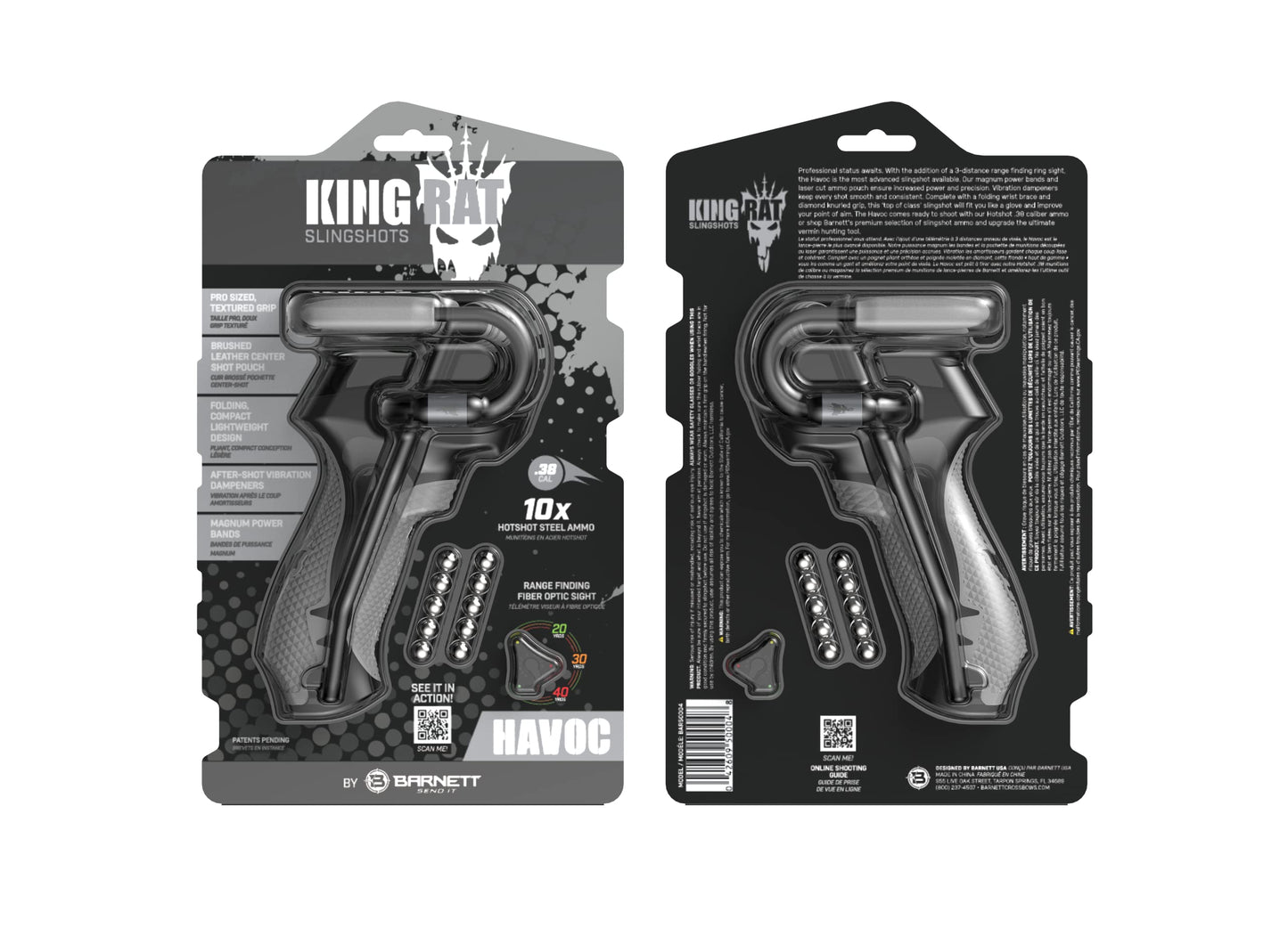 Barnett King Rat Slingshots, Powerful Slingshot for Adults and Kids Alike, Includes Power Band, Brushed Leather Pouch, & Slingshot Ammo