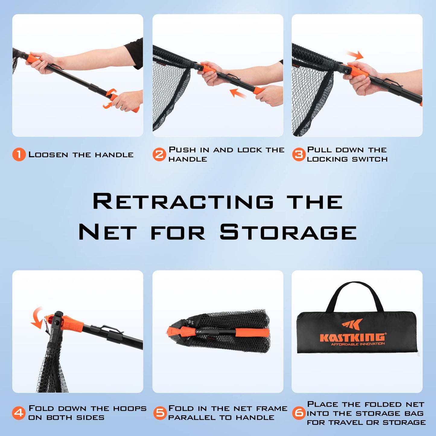 KastKing Pontus Fishing Net, Foldable & Lightweight Landing Net with Built in Length Scale, Strength Aluminum Handle, Fishing Gear and Gift for Men