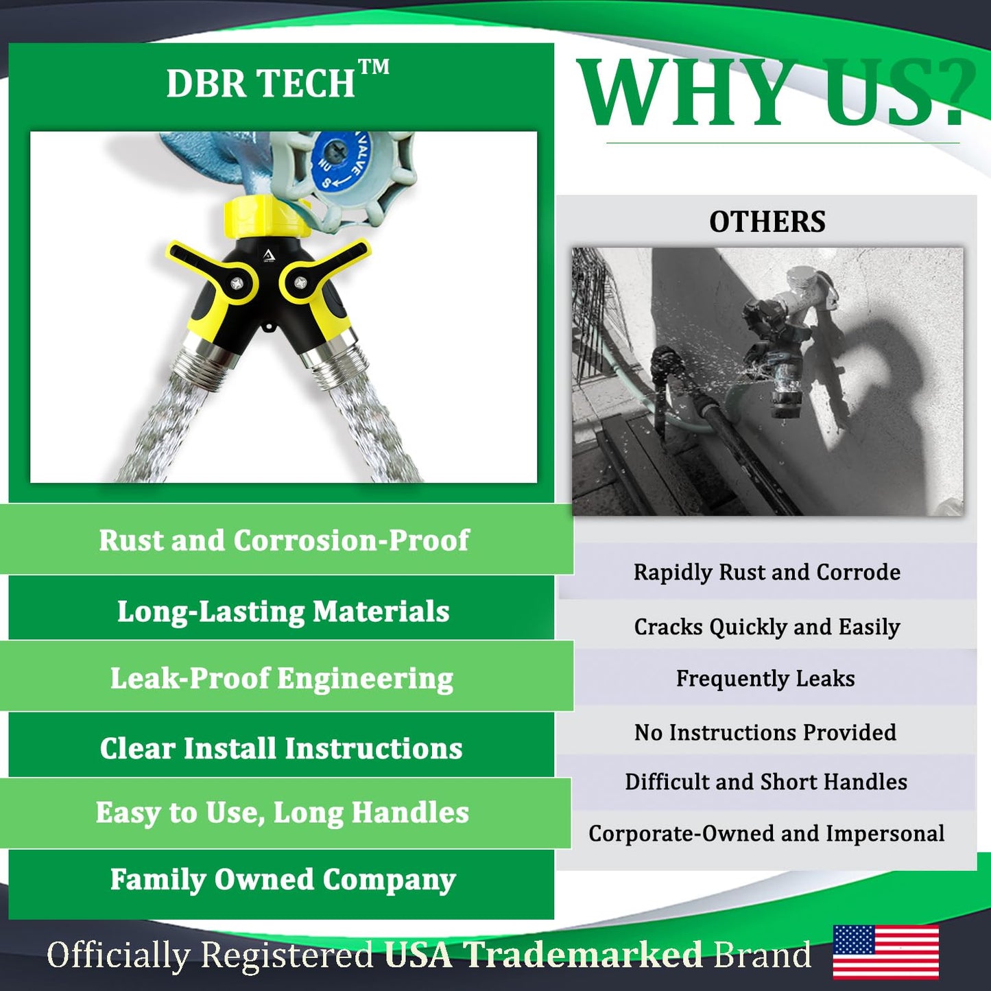 Hose Splitter 2 Way, Heavy Duty Metal Connector, Two Way Garden Hose Splitter, High Flow Spigot Faucet Bib Adapter, Solid Double Y Shut Off Valve for Outdoor Gardening Hoses, Orange