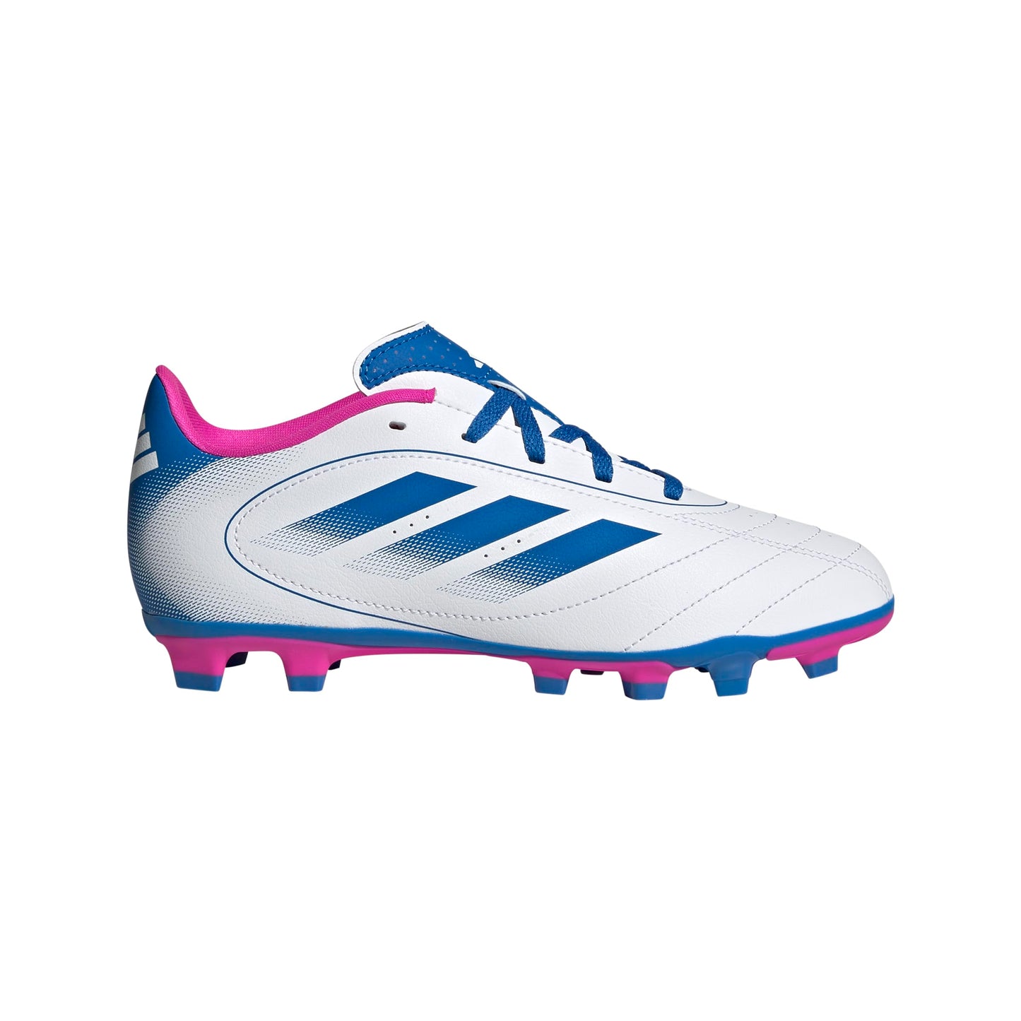 adidas Goletto IX Firm Multi Ground Sneaker, White/Bright Royal/Team Shock Pink, 6 US Unisex Big Kid