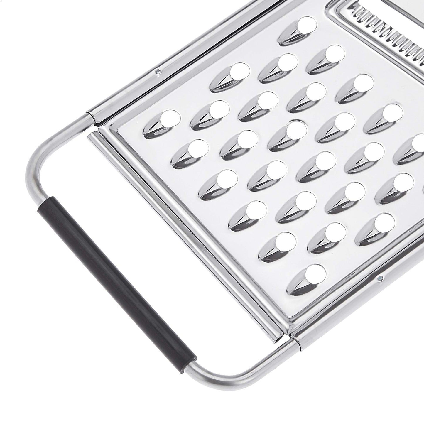Amazon Basics Cheese Grater with Handle, Stainless Steel Zester, Rectangular, Non-Slip, Multifunction Tool for Kitchen Prep, Black