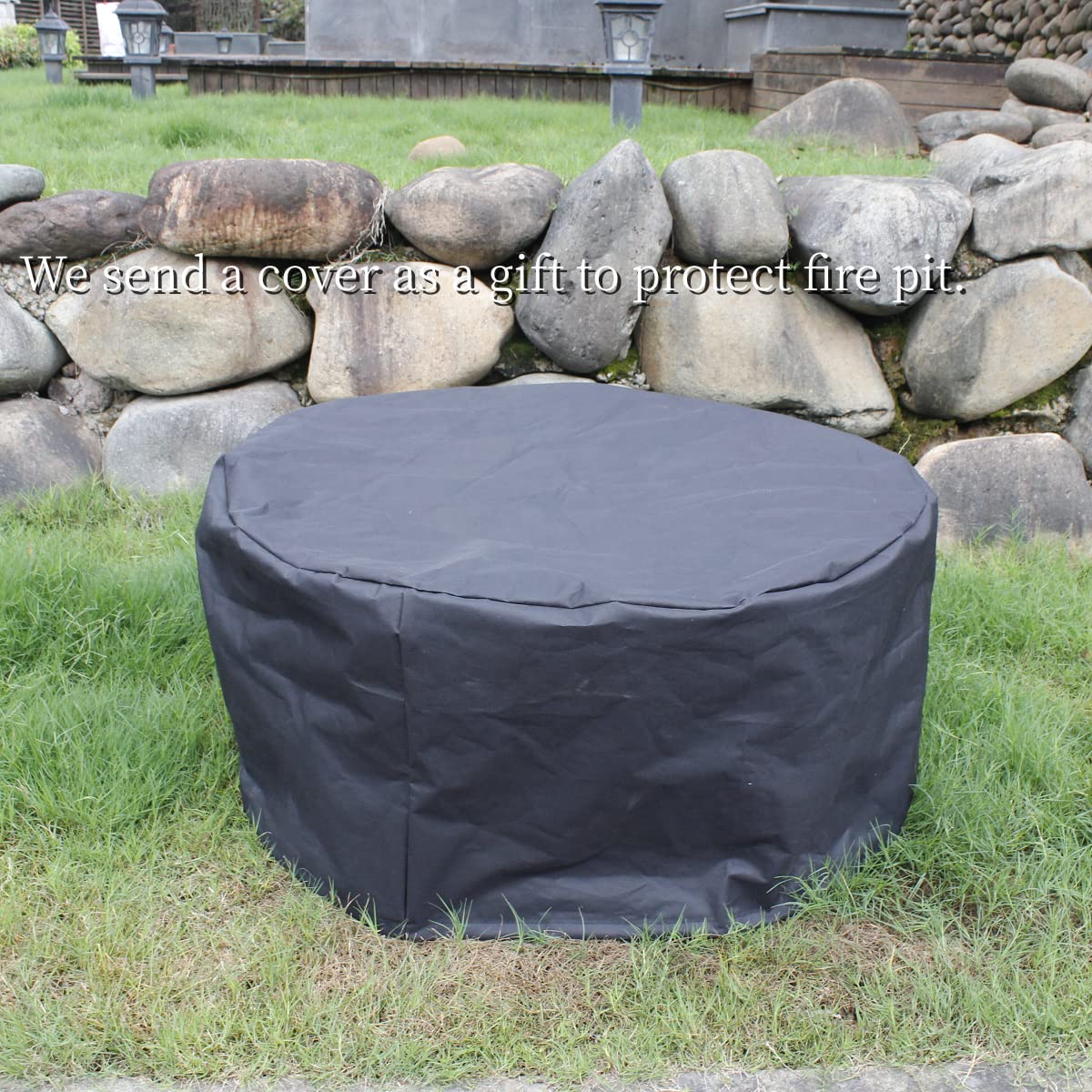 36 Inch Fire Pit with 2 Grills, Wood Burning Fire Pits for Outside with Lid, Poker and Round Waterproof Cover, BBQ& Outdoor Firepit & Round Metal Table 3 in 1 for Patio, Picnic, Party