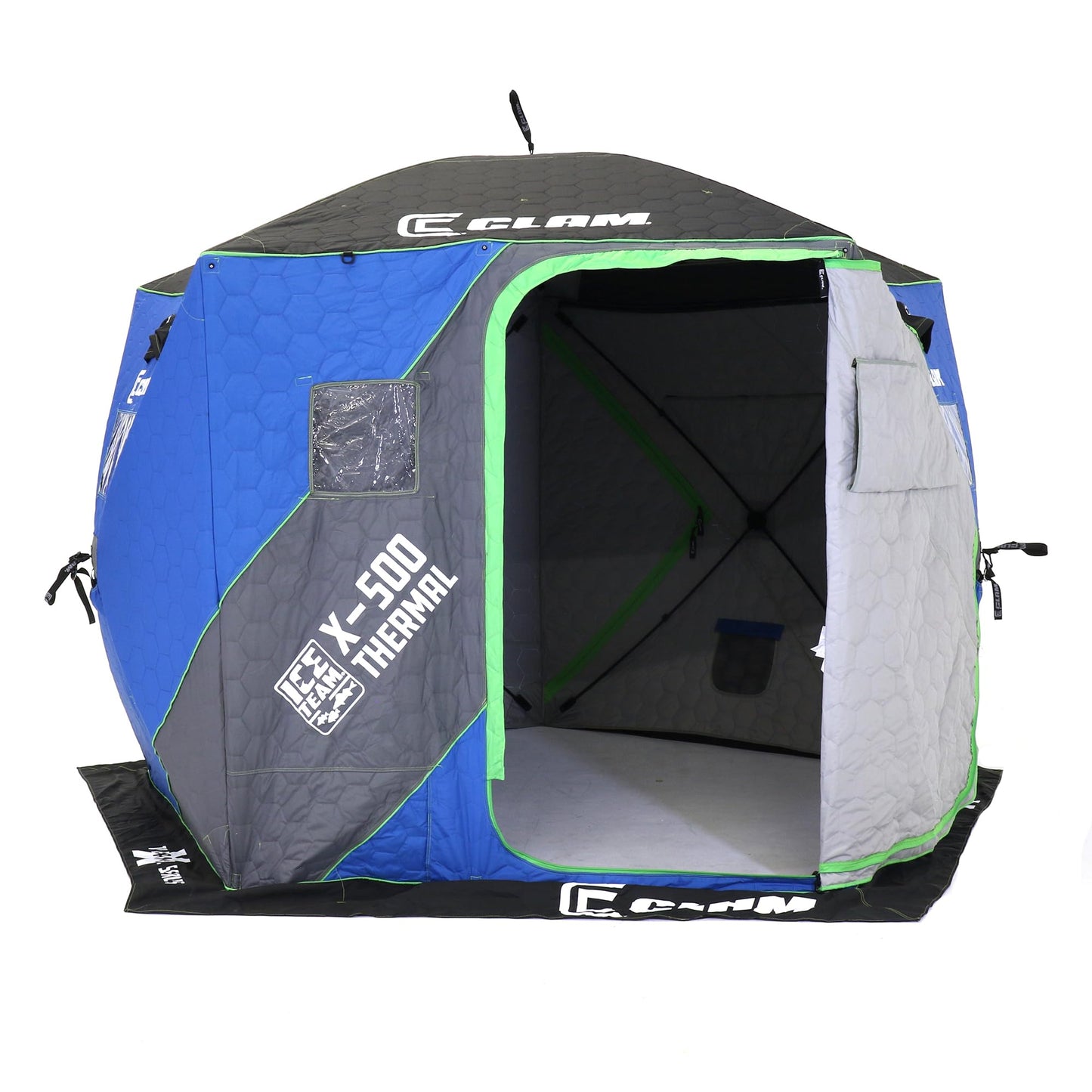 CLAM Portable Fishing Angler Thermal Hub Shelter Tent with Anchor Straps, Carrying Bag