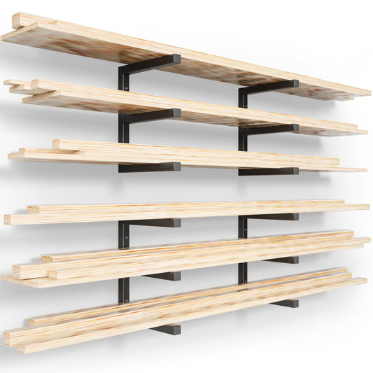 YYR Wood Organizer and Lumber Storage Rack Wall Mount, Heavy Duty Metal Shelf with 6-Level Holds Up 1200 LBS, Indoor & Outdoor Use - Orange