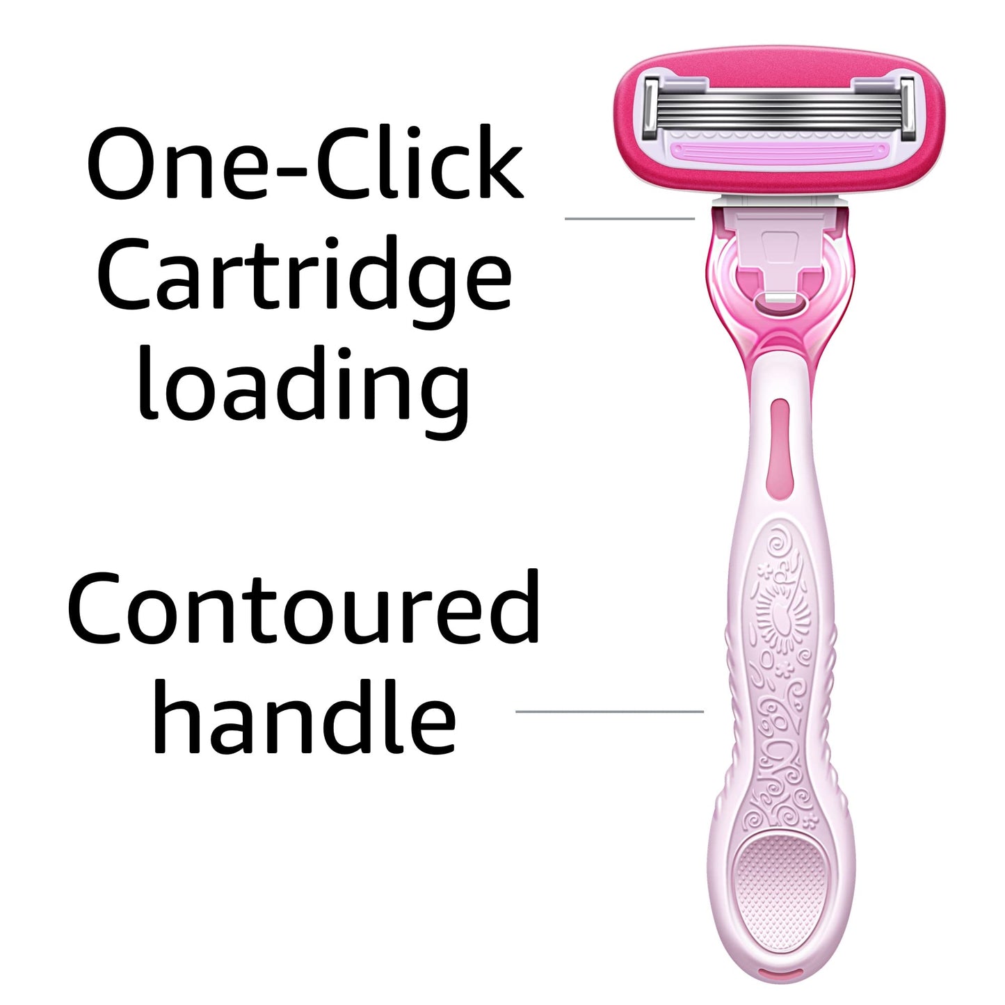 Amazon Basics Women's 5-Blade Razor for Smooth, Close Shave, FITS Amazon Basics Handle and Venus Handles, Ideal for Sensitive Skin, Includes 1 Handle, 12 Cartridges & 1 Shower Holder