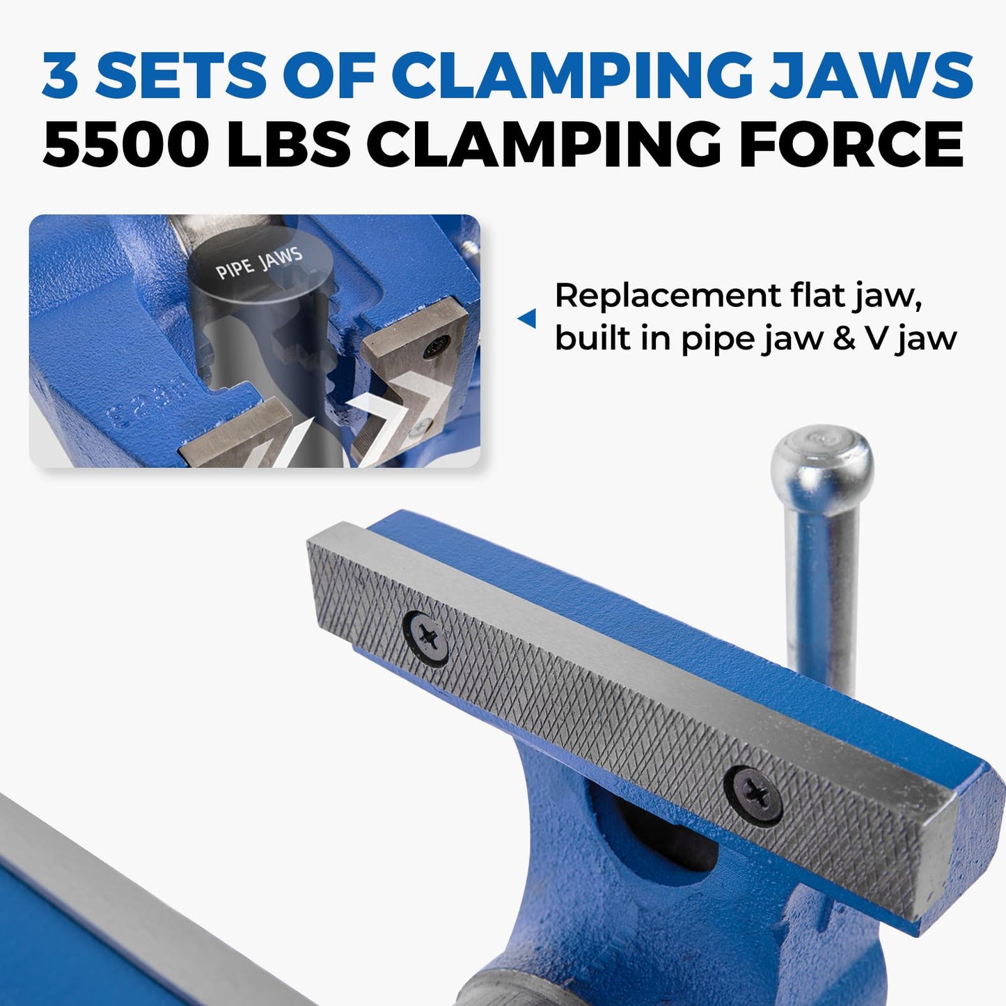 Forward DT08125A 5-Inch Heavy Duty Bench Vise 360-Degree Swivel Base and Head with Anvil (5", Ductile Iron)