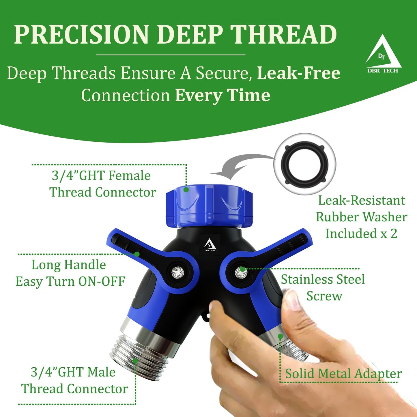 Hose Splitter 2 Way, Heavy Duty Metal Connector, Two Way Garden Hose Splitter, High Flow Spigot Faucet Bib Adapter, Solid Double Y Shut Off Valve for Outdoor Gardening Hoses, Orange