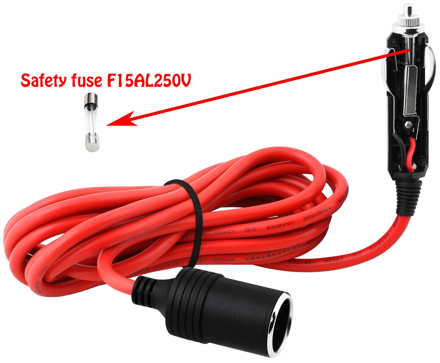 EPAuto 12V 12' Foot Heavy Duty Extension Cord with Cigarette Lighter Plug Socket