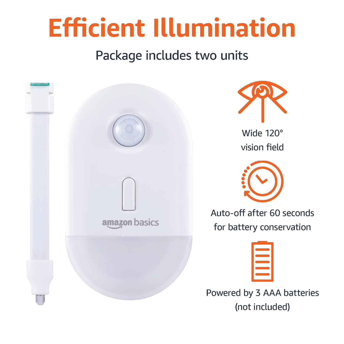 Amazon Basics Color Changing LED Toilet Bowl Motion Sensor Light, Battery Operated, 2 Pack, White