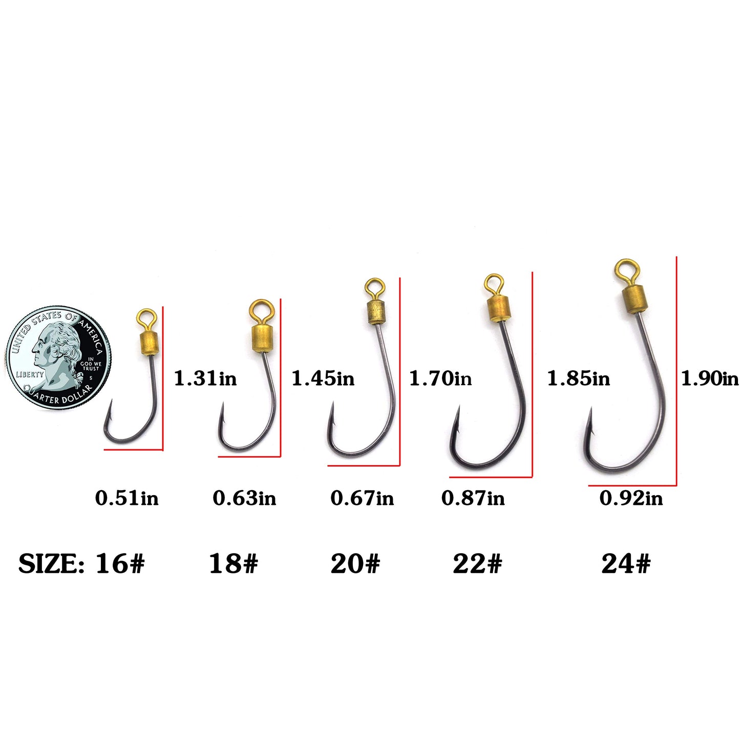 Fishing Hook with Leader,5 Hooks Fishing Rig-7 Strands Nylon Coated Fishing Leader with Swivle,Snap,Hooks