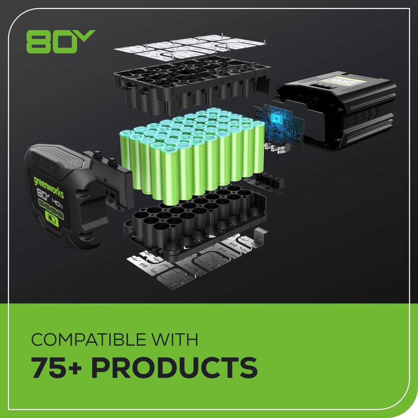 Greenworks 80V 21" Brushless Cordless (Push) Lawn Mower (75+ Compatible Tools), (2) 2.0Ah Batteries and 30 Minute Rapid Charger Included