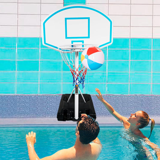 SculPong Swimming Pool Basketball Hoop Portable Water Basketball Goal Poolside Height Adjustable Beach Basketball Stand for Pool with Base and 35" Backboard for Indoor Outdoor Games 3.1-4.7 FT Blue