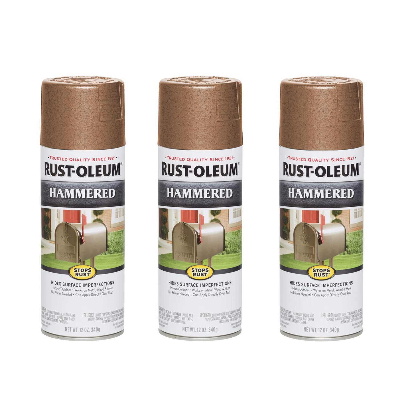 Rust-Oleum 7214830-6PK Stops Rust Hammered Spray Paint, 12 oz, Gray, 6 Pack