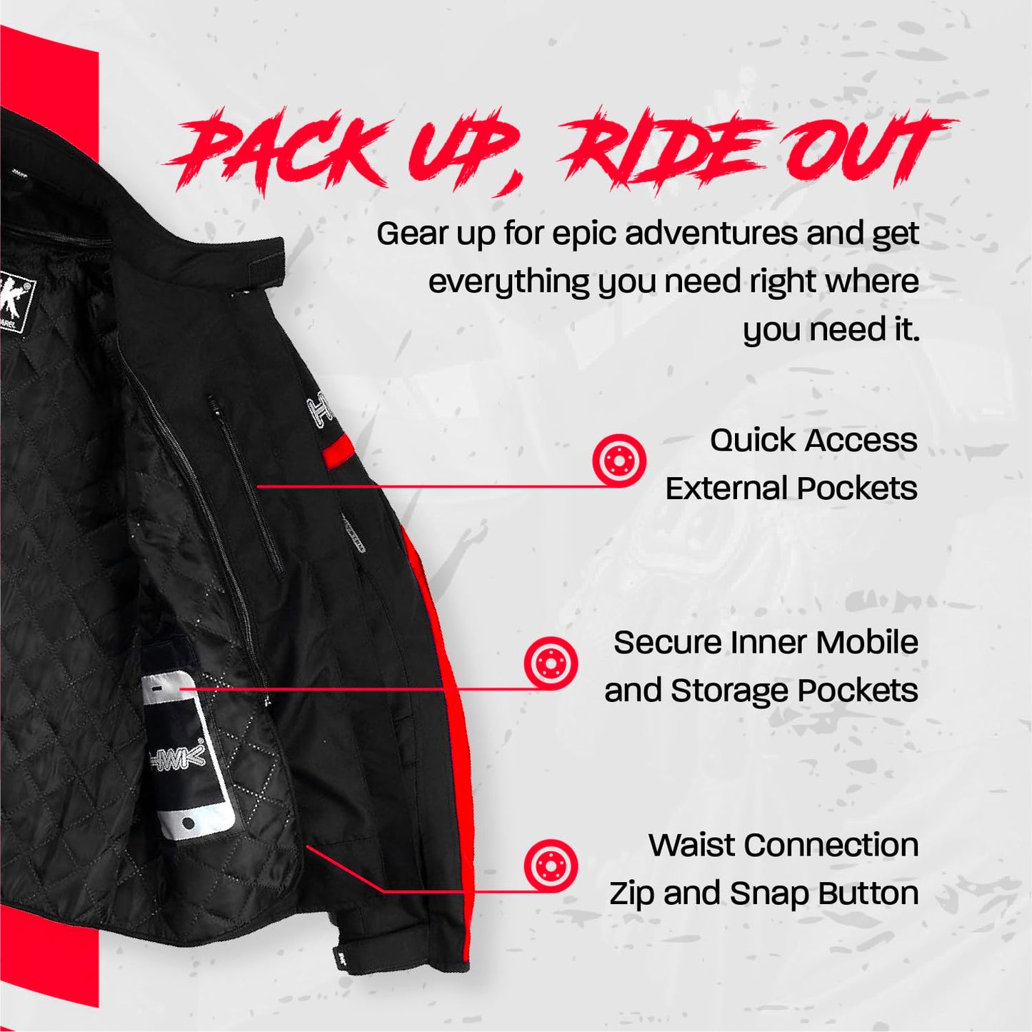HWK Motorcycle Jacket Men's Riding Textile Racing Motorbike Hi-Vis Biker CE Armored Water Resistant Jackets