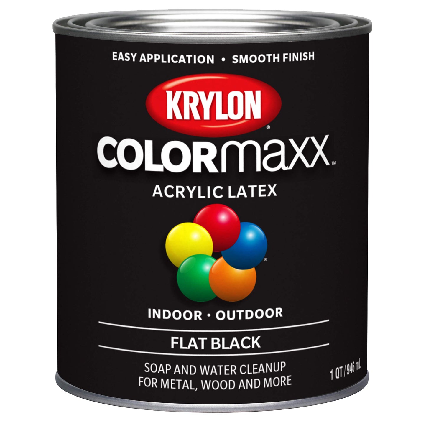 Krylon K05615007 COLORmaxx Acrylic Latex Brush On Paint for Indoor/Outdoor Use, ½ Pint, Satin White